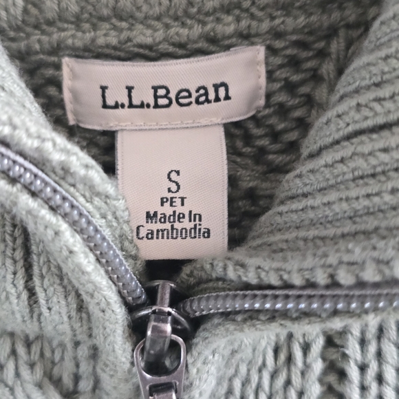 L.L. Bean Women's Sage Double L Cable Knit Turtleneck Sweater Quarter Zip S - Picture 5 of 6